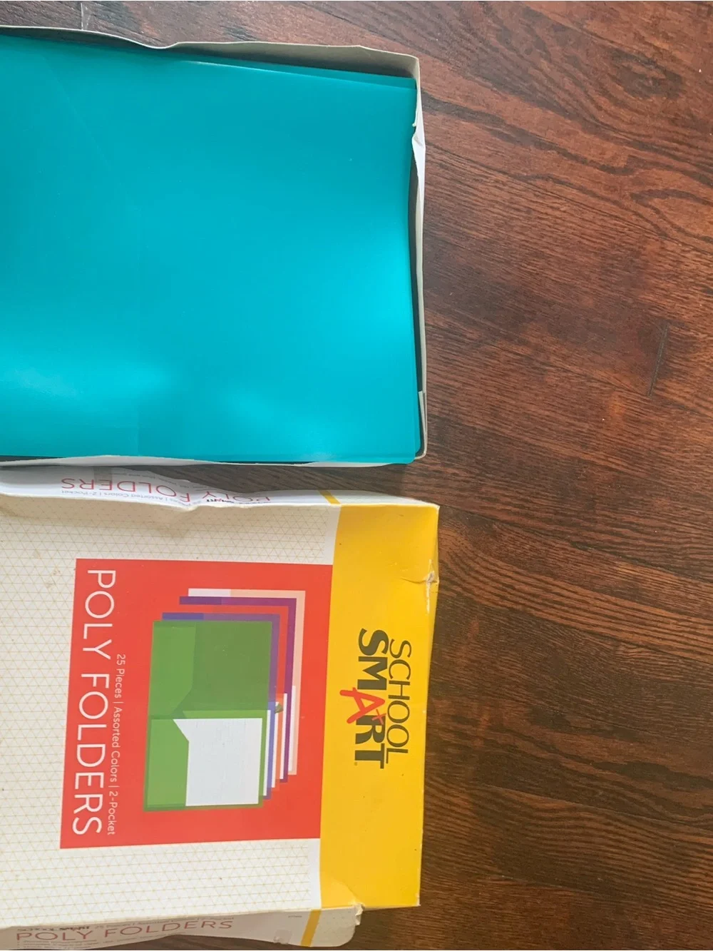 School Smart 2-Pocket Poly Folders, Assorted Colors, 20-Pack